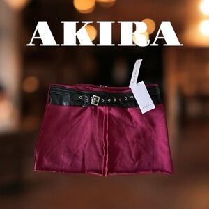 AKIRA Deep Red Mini Skirt with Black Accents